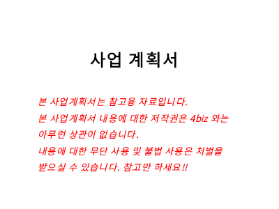 인터넷사업 사업계획서1